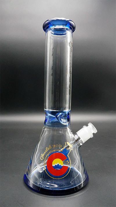 Glasslab303 12" 7mm Triple Accented Beaker (Assorted Colors) - SSG
