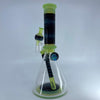 Ian S Glass Wig Wag Beaker W/ Opal (Slyme) W/ Matching Bubble Cap - SSG