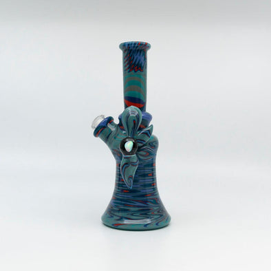AH Glass Mini Tube Teal Orange Blue: Artistic Aesthetic, Compact and Portable, Durable Glass, Smooth Draws, Collector's Piece, Vibrant Color Combination