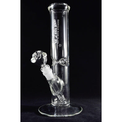 AMG Glass 12 Inch Straight Tube Bong: Ice Pinch, Durable Borosilicate, Classic Design, Green and Clear, Smooth Smoking