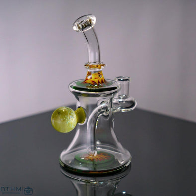 Boss Haas Glass Banger Hanger: Multicolor Design, Green Red Yellow, High-Quality Glass, Compact Dab Rig, Collector's Piece