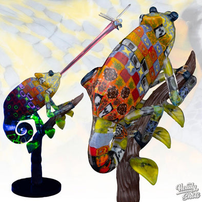 Crunk Chameleon Handcrafted Art: Unique Design, Handcrafted, Vibrant Colors, Collectible Piece