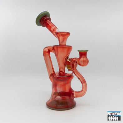 Curse Glass Full-Color Recycler Rig (Exp Red): Enhanced Filtration, Bold Design, Striking Red Glass Finish, Expert Craftsmanship, Superior Functionality, Recycler System, Smooth Filtered Hits, Compact and Durable, Perfectly Sized, Portability, Artisan Quality, High-End Glass Rig, Performance and Aesthetics.