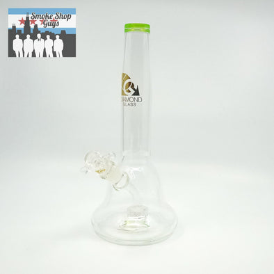 Diamond Glass Inline Matrix Perc Bell Beaker – Assorted Colors: Compact and Elegant Design, Bell-Shaped Beaker, Stability and Style, Inline Matrix Perc, Ensures Smooth Smoke Diffusion, Premium Filtration, Durable Borosilicate Glass, Built for Daily Use, Resistance to Thermal Stress, 14mm Female Joint, Compatible with Various Accessories, Flexibility, Vibrant Color Options, Available in Unique Color Finishes, Including Slime, Purple, and Teal.