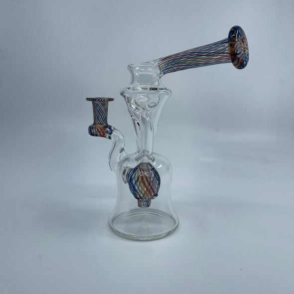 Greybo Glass Dual Uptake Ball Recycler Partial Accent (Rainbow Retticello) - SSG
