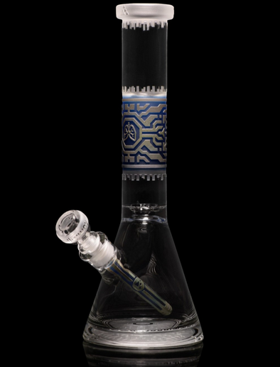 Milkyway Glass Respire 15″ Silver and Blue Frit Beaker Bong