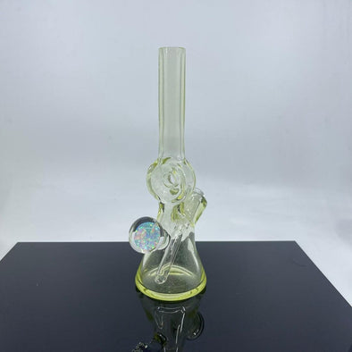 Gemini Art Glass UV Nova Doughnut Tube: Full Color Glass Rig, 10mm Joint, UV Reactive, Borosilicate Glass, Unique Design