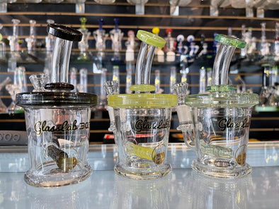 Glass Lab 303 Mini Oil Slug Rig: Portable Concentrate Rig, Inline Perc, Borosilicate Glass, Assorted Colors, Smooth Dabs