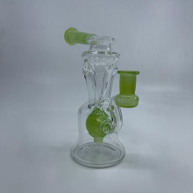 Greybo Glass Opal Lime Recycler: Dual Uptake, 10mm Joint, Borosilicate Glass, Satin Accent, Smooth Hits
