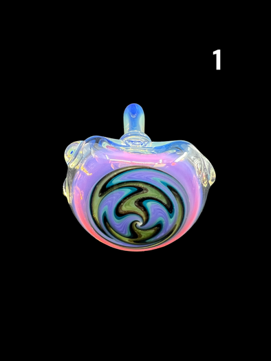 Kyle White Retti Spoon Pipe in Blue – Handcrafted glass pipe with intricate patterns and vibrant color.