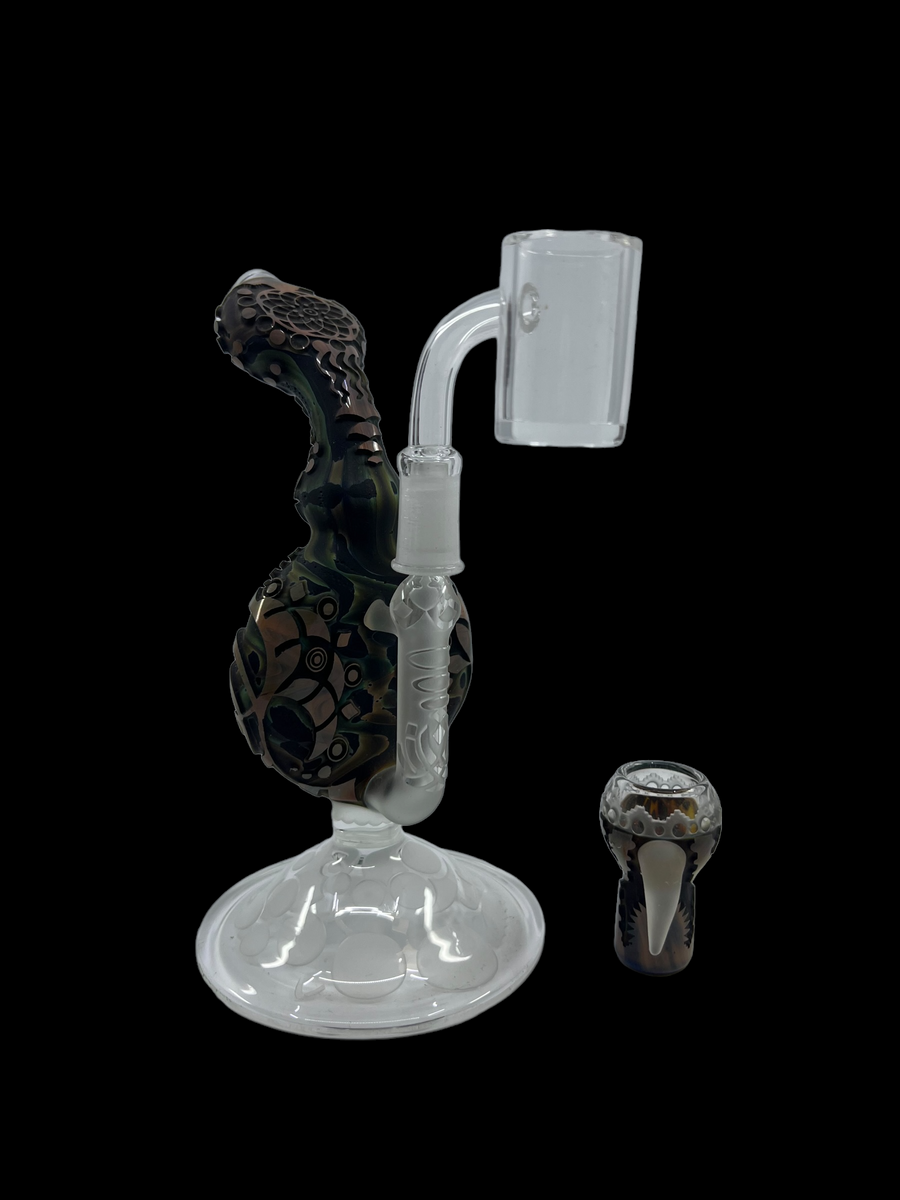 Frisbee Rig Liberty 503 Mini Sandblasted Disc Rig - Compact Glass Rig with Unique ...