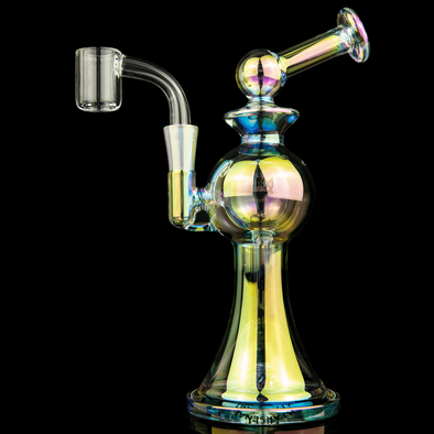 MJ Arsenal Rainbow Jammer Rig: Iridescent Mini Dab Rig, Color-Shifting Glass, Portable, Percolation, Durable Borosilicate