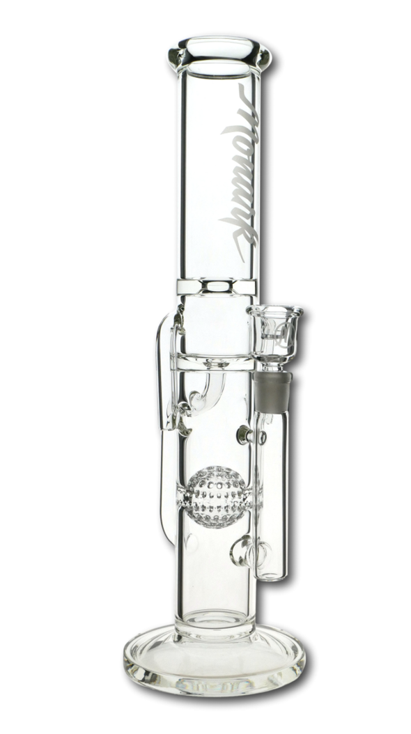Monark Glass 15-Inch Clear Ball Perc Recycler – premium 50mm borosilicate glass water pipe with advanced percolation for smooth hits.