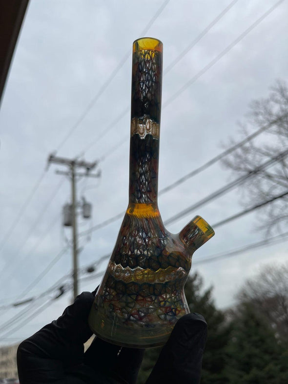 Murrine Glass Art Beaker: Jeff Heath, All-Murrine Water Pipe, Handcrafted Design, Premium Borosilicate, Advanced Filtration System