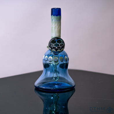 Natrix Glass Blue Teal Banger Hanger: Dual-Tone Rig, 14mm Joint, Durable Glass, Artistic Banger Hanger, Blue and Teal