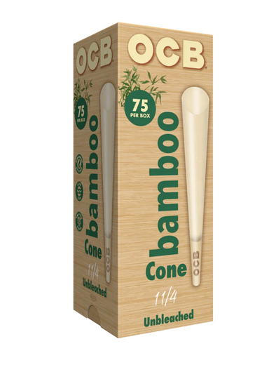 OCB Bamboo Cone Tower – 75 eco-friendly pre-rolled cones made from sustainable bamboo fibers for a smooth, slow-burning smoking experience.