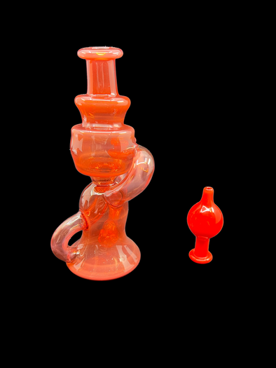 Professor Dank Full-Color Recycler Opal – handcrafted Peach Ruby Slippers glass rig with opal accents for smooth, filtered hits.
