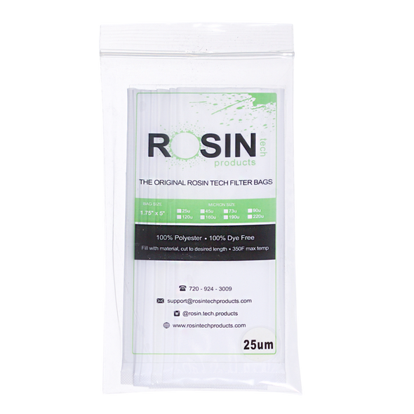  Rosin Tech 1.75"x5" Filter Bags – Small Size for Precision Extraction: Compact Size, Ideal for Small-Batch Rosin Extractions, Minimal Waste, Durable & Heat Resistant, Made from Premium Nylon, Long-Lasting Use, Enhanced Yield, Designed for Superior Filtration, Ensuring Clean and Efficient Results, Double Stitched, Reinforced Edges Withstand High-Pressure Pressing, Versatile Use, Compatible with a Wide Range of Rosin Presses and Techniques.