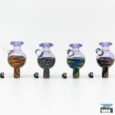 Tuskum Glass Wig Wag Bubble Cap: Vibrant Handcrafted Bubble Cap, Enhances Vaporization, Optimal Airflow, Durable Borosilicate Glass, Assorted Colors